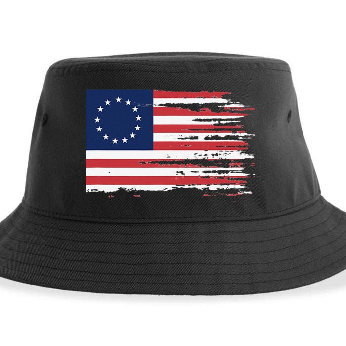 4th of July Patriotic Betsy Ross battle flag 13 colonies Sustainable Bucket Hat