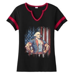 4th Of July Patriotic Funny George Washington July 4th Ladies Halftime Notch Neck Tee