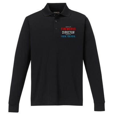 4th Of July Fireworks Director I Run You Run Performance Long Sleeve Polo