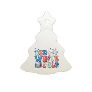 4th Of July Speech Therapy Red White Slp Speech Pathology Ceramic Tree Ornament