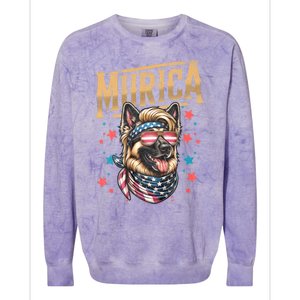 4th Of July Patriotic Funny German Shepherd July 4th Usa Murica Colorblast Crewneck Sweatshirt