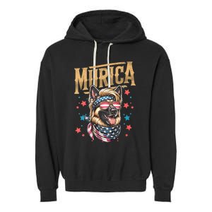 4th Of July Patriotic Funny German Shepherd July 4th Usa Murica Garment-Dyed Fleece Hoodie