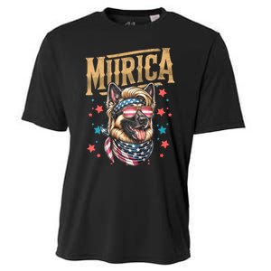 4th Of July Patriotic Funny German Shepherd July 4th Usa Murica Cooling Performance Crew T-Shirt