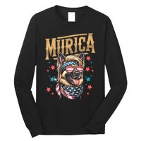 4th Of July Patriotic Funny German Shepherd July 4th Usa Murica Long Sleeve Shirt