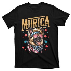 4th Of July Patriotic Funny German Shepherd July 4th Usa Murica T-Shirt