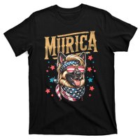 4th Of July Patriotic Funny German Shepherd July 4th Usa Murica T-Shirt