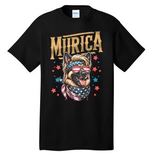 4th Of July Patriotic Funny German Shepherd July 4th Usa Murica Tall T-Shirt