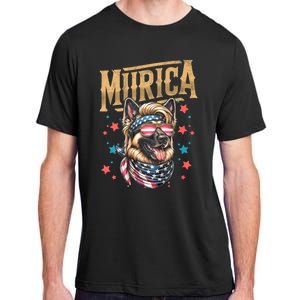 4th Of July Patriotic Funny German Shepherd July 4th Usa Murica Adult ChromaSoft Performance T-Shirt