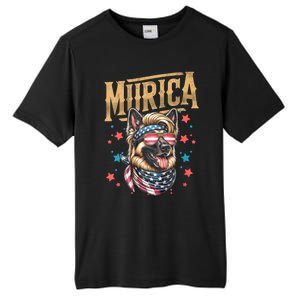 4th Of July Patriotic Funny German Shepherd July 4th Usa Murica Tall Fusion ChromaSoft Performance T-Shirt