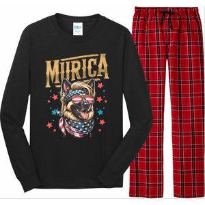 4th Of July Patriotic Funny German Shepherd July 4th Usa Murica Long Sleeve Pajama Set