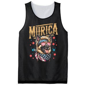 4th Of July Patriotic Funny German Shepherd July 4th Usa Murica Mesh Reversible Basketball Jersey Tank