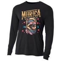 4th Of July Patriotic Funny German Shepherd July 4th Usa Murica Cooling Performance Long Sleeve Crew