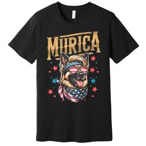 4th Of July Patriotic Funny German Shepherd July 4th Usa Murica Premium T-Shirt