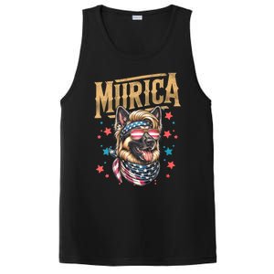 4th Of July Patriotic Funny German Shepherd July 4th Usa Murica PosiCharge Competitor Tank