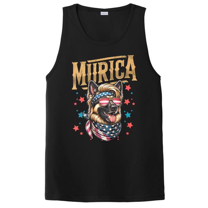 4th Of July Patriotic Funny German Shepherd July 4th Usa Murica PosiCharge Competitor Tank