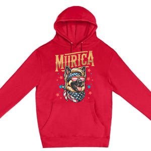 4th Of July Patriotic Funny German Shepherd July 4th Usa Murica Premium Pullover Hoodie