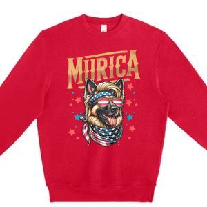 4th Of July Patriotic Funny German Shepherd July 4th Usa Murica Premium Crewneck Sweatshirt