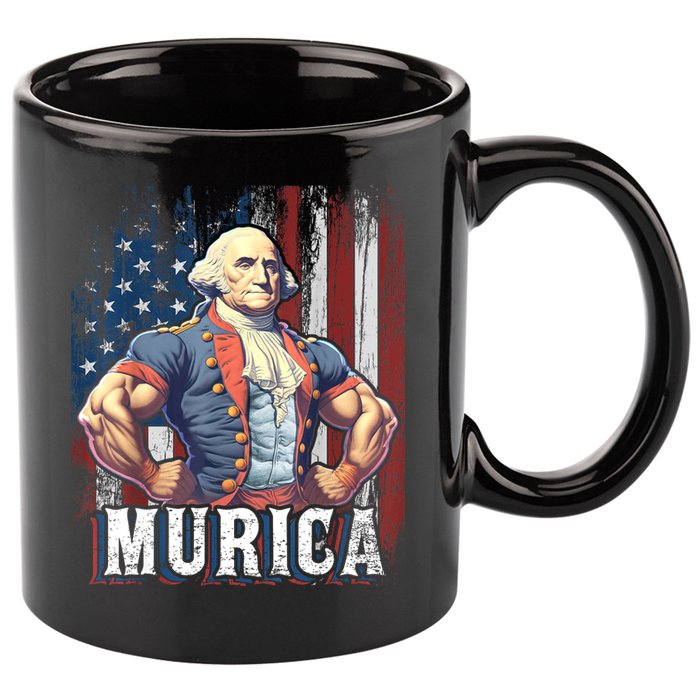 4th Of July Patriotic Funny George Washington July 4th 11oz C Handle Ceramic Mug