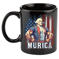 4th Of July Patriotic Funny George Washington July 4th 11oz C Handle Ceramic Mug