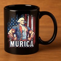 4th Of July Patriotic Funny George Washington July 4th 11oz C Handle Ceramic Mug