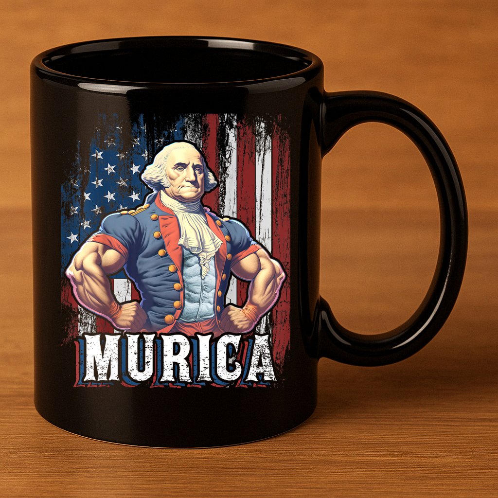 4th Of July Patriotic Funny George Washington July 4th 11oz C Handle Ceramic Mug
