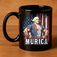 4th Of July Patriotic Funny George Washington July 4th 11oz C Handle Ceramic Mug