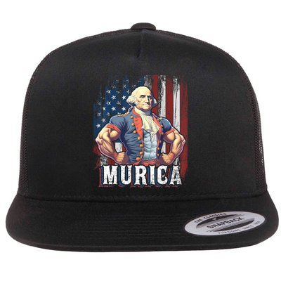 4th Of July Patriotic Funny George Washington July 4th Flatbill Hat