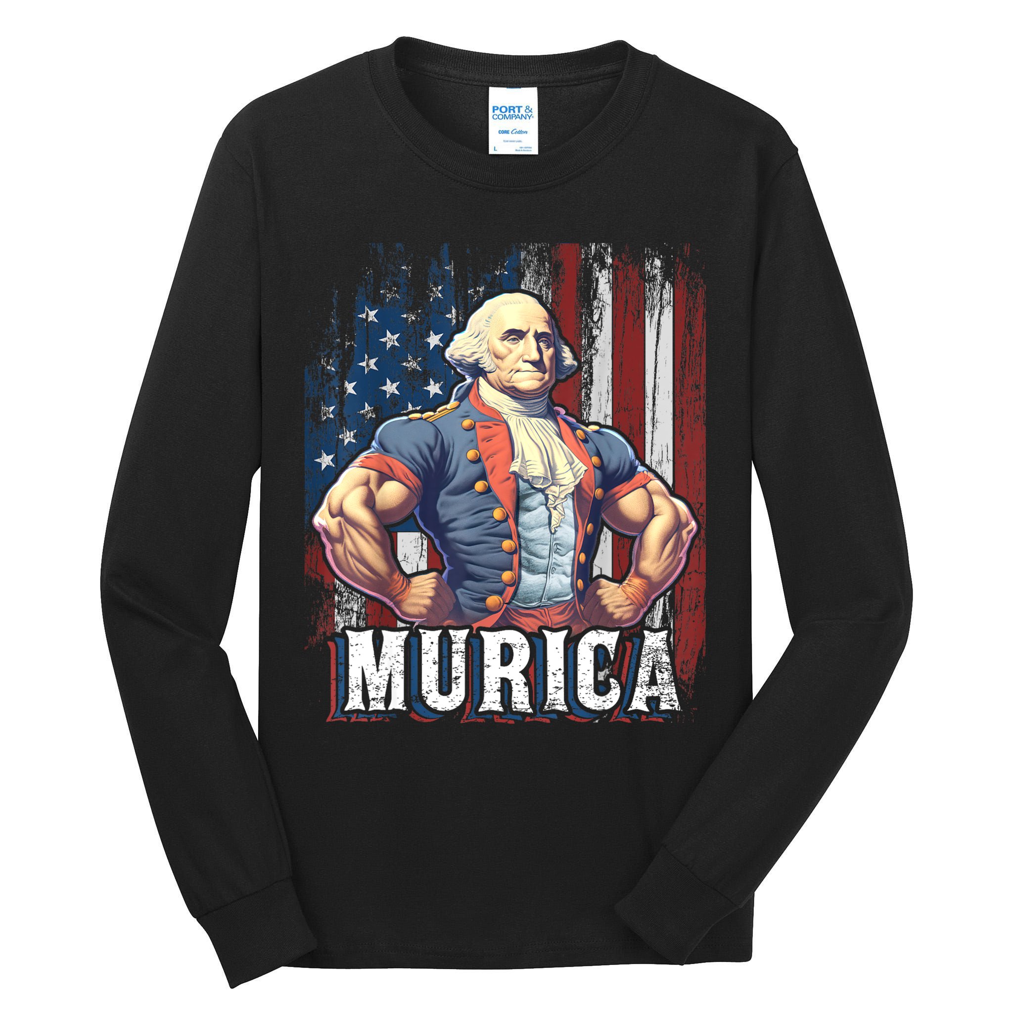 4th Of July Patriotic Funny George Washington July 4th Tall Long Sleeve T-Shirt