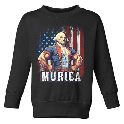 4th Of July Patriotic Funny George Washington July 4th Toddler Sweatshirt