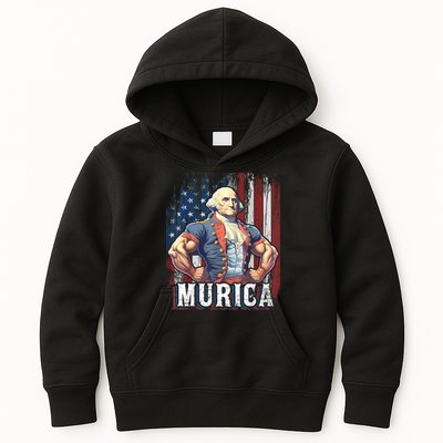 4th Of July Patriotic Funny George Washington July 4th Kids Hoodie