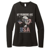 4th Of July My Pronouns Are USA Flag For Men Women Womens CVC Long Sleeve Shirt