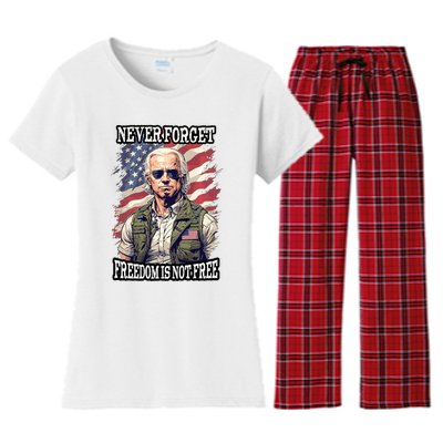 4th Of July Funny Joe Biden Never Forget Freedom Is Not Free Women's Flannel Pajama Set