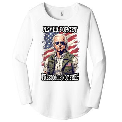 4th Of July Funny Joe Biden Never Forget Freedom Is Not Free Women's Perfect Tri Tunic Long Sleeve Shirt