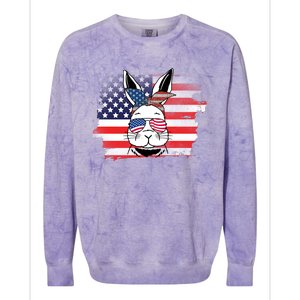 4th Of July Bunny, Funny Fourth Of July Graphic, Plus Size Shirt For Men Women Colorblast Crewneck Sweatshirt