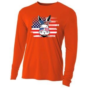 4th Of July Bunny, Funny Fourth Of July Graphic, Plus Size Shirt For Men Women Cooling Performance Long Sleeve Crew