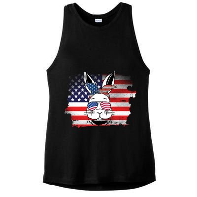 4th Of July Bunny, Funny Fourth Of July Graphic, Plus Size Shirt For Men Women Ladies PosiCharge Tri-Blend Wicking Tank
