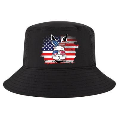 4th Of July Bunny, Funny Fourth Of July Graphic, Plus Size Shirt For Men Women Cool Comfort Performance Bucket Hat