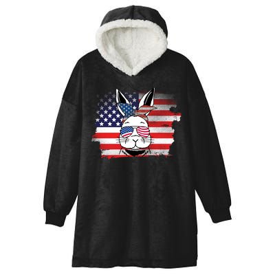 4th Of July Bunny, Funny Fourth Of July Graphic, Plus Size Shirt For Men Women Hooded Wearable Blanket
