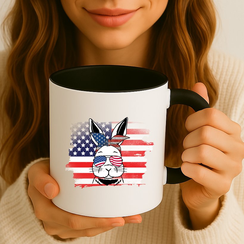 4th Of July Bunny, Funny Fourth Of July Graphic, Plus Size Shirt For Men Women Mug