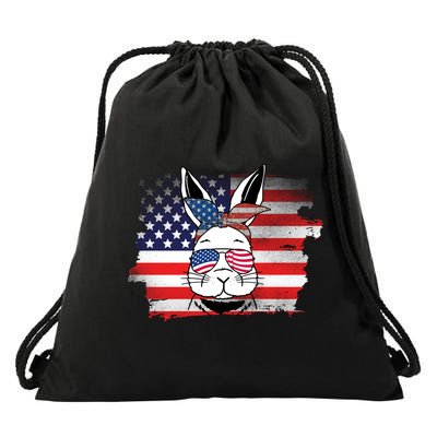 4th Of July Bunny, Funny Fourth Of July Graphic, Plus Size Shirt For Men Women Drawstring Bag