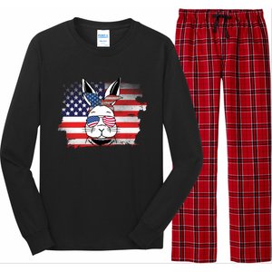 4th Of July Bunny, Funny Fourth Of July Graphic, Plus Size Shirt For Men Women Long Sleeve Pajama Set