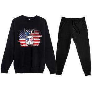 4th Of July Bunny, Funny Fourth Of July Graphic, Plus Size Shirt For Men Women Premium Crewneck Sweatsuit Set