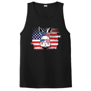 4th Of July Bunny, Funny Fourth Of July Graphic, Plus Size Shirt For Men Women PosiCharge Competitor Tank