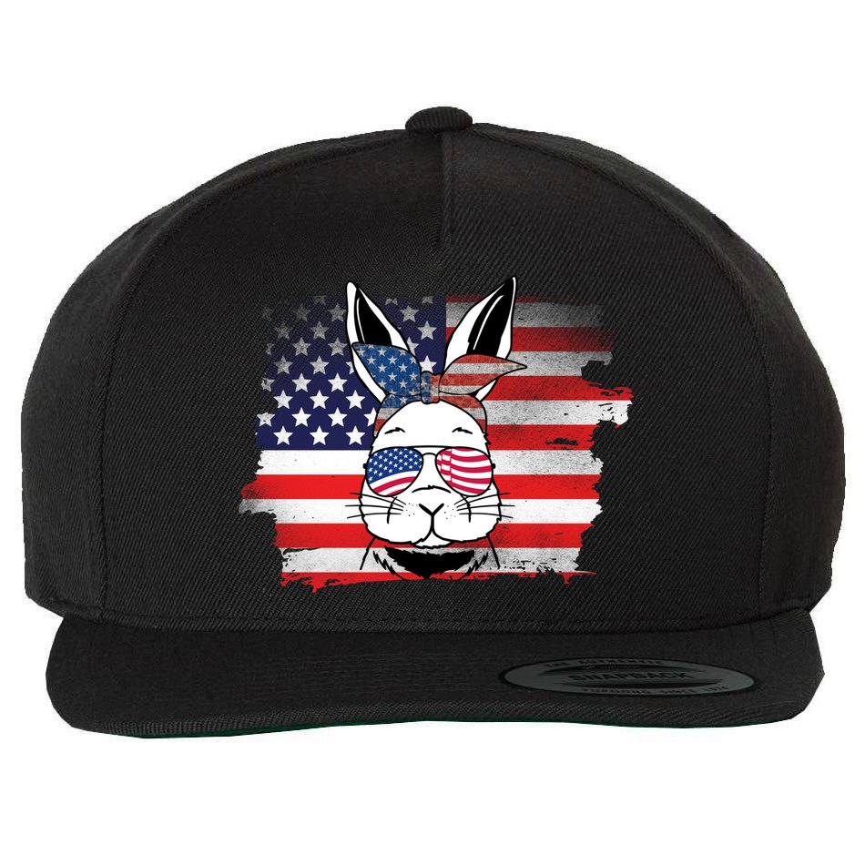 4th Of July Bunny, Funny Fourth Of July Graphic, Plus Size Shirt For Men Women Wool Snapback Cap