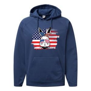 4th Of July Bunny, Funny Fourth Of July Graphic, Plus Size Shirt For Men Women Performance Fleece Hoodie