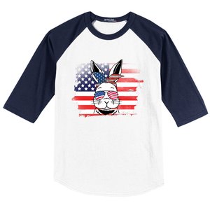 4th Of July Bunny, Funny Fourth Of July Graphic, Plus Size Shirt For Men Women Baseball Sleeve Shirt