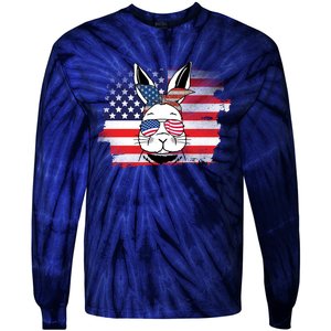 4th Of July Bunny, Funny Fourth Of July Graphic, Plus Size Shirt For Men Women Tie-Dye Long Sleeve Shirt