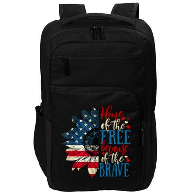 4th Of July Usa Flag Home Of The Free Because Of The Brave Gift Impact Tech Backpack