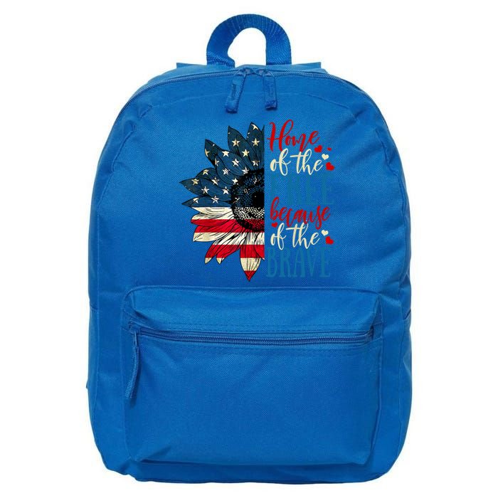 4th Of July Usa Flag Home Of The Free Because Of The Brave Gift 16 in Basic Backpack