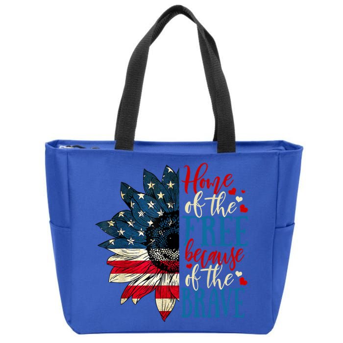 4th Of July Usa Flag Home Of The Free Because Of The Brave Gift Zip Tote Bag